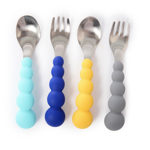 CB EAT By Chewbeads Baby 100% Silicone and Stainless Flatware Set
